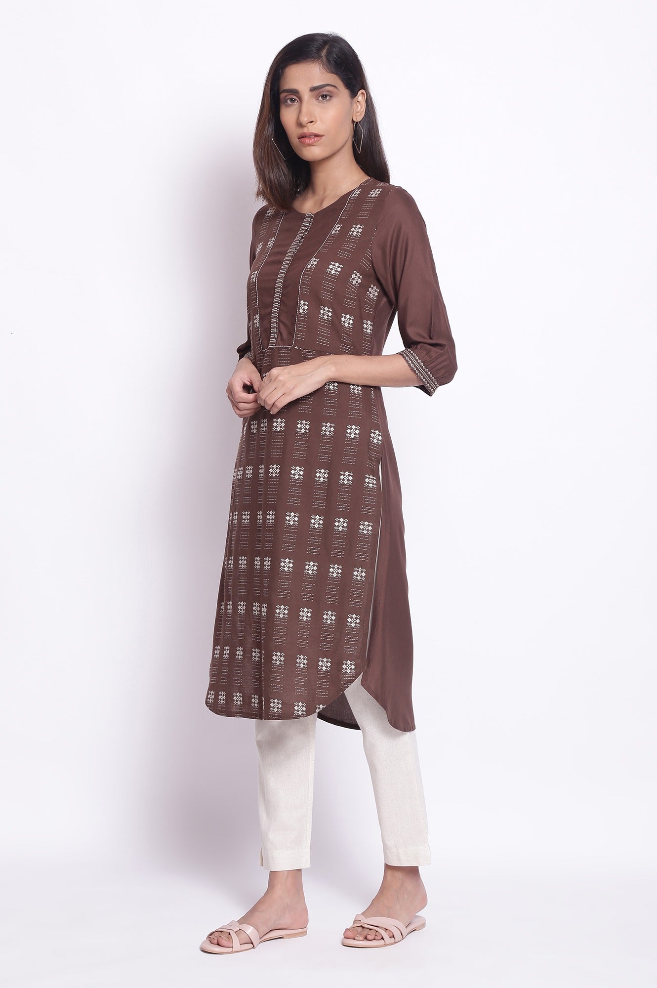 Maroon Straight Dobby kurta