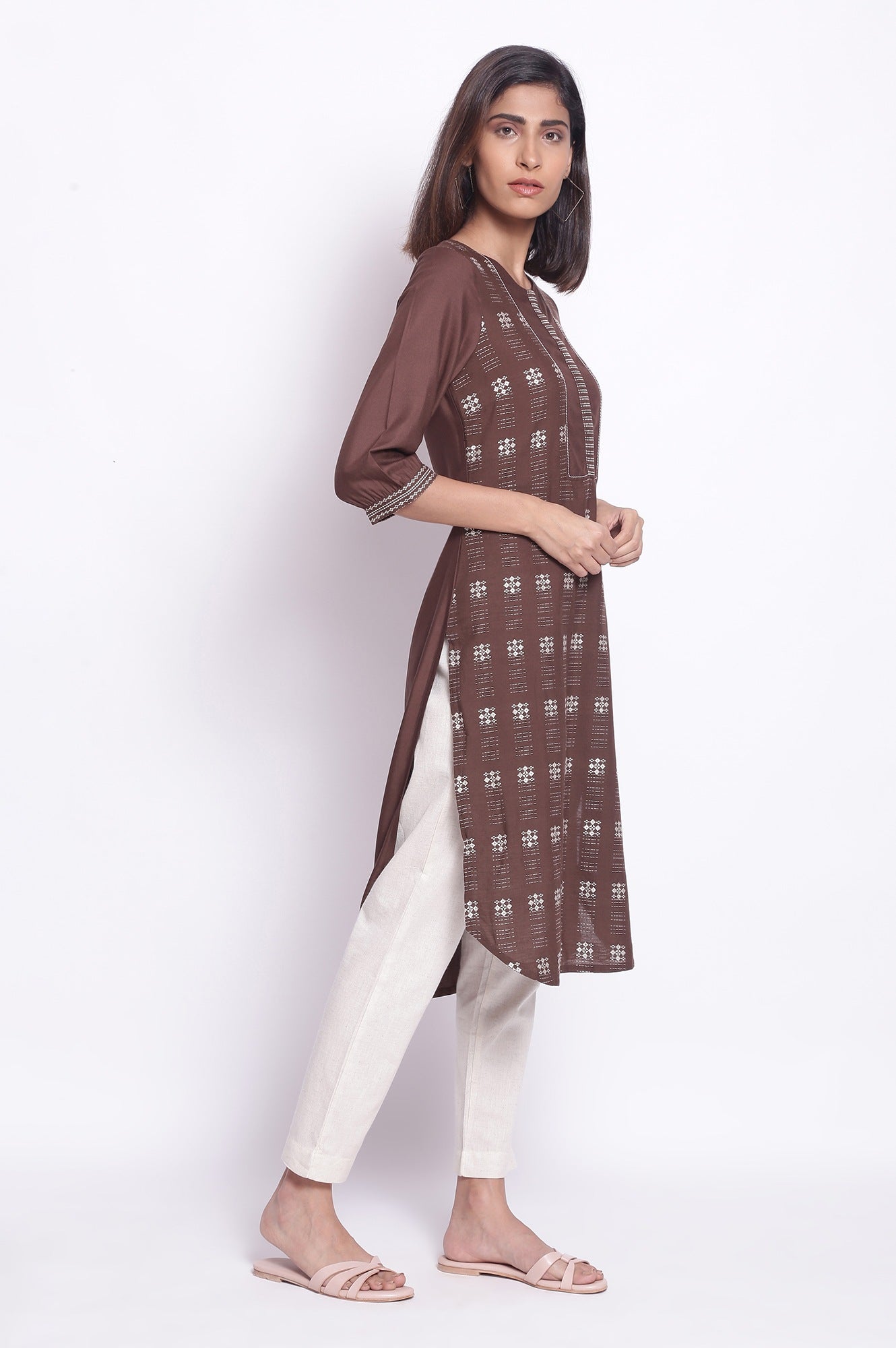 Fresh Roast Brown Embellished kurta