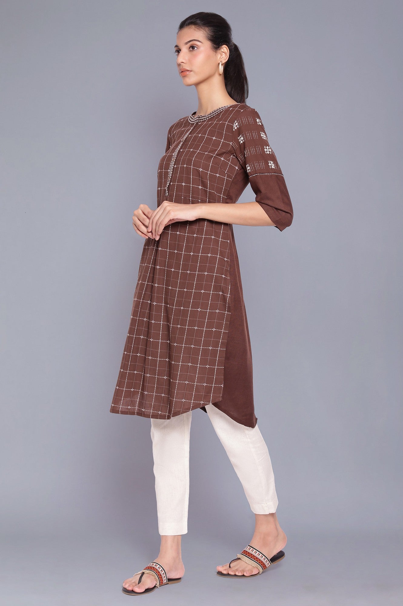 Maroon Straight Dobby kurta