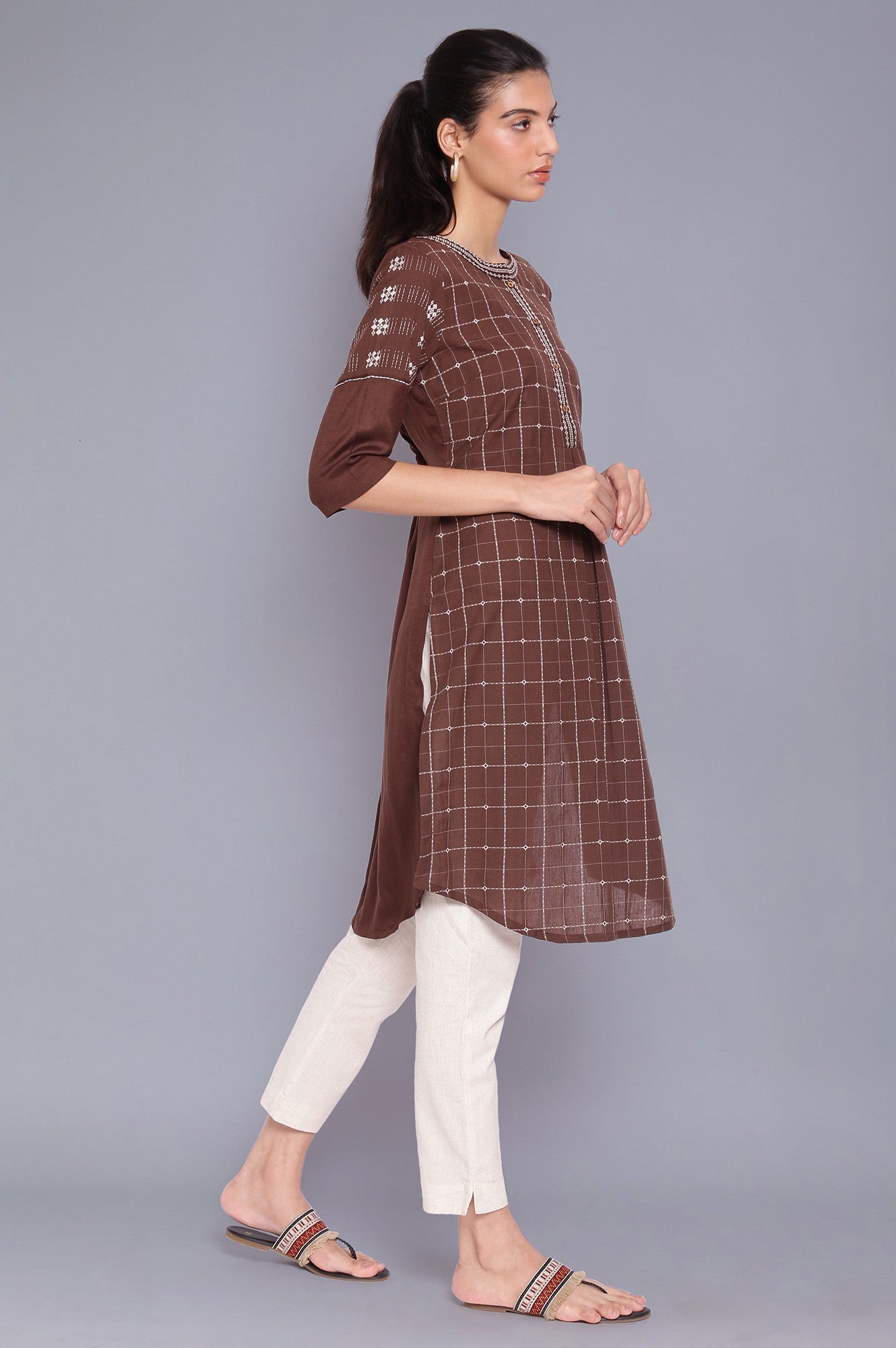 Maroon Straight Dobby kurta