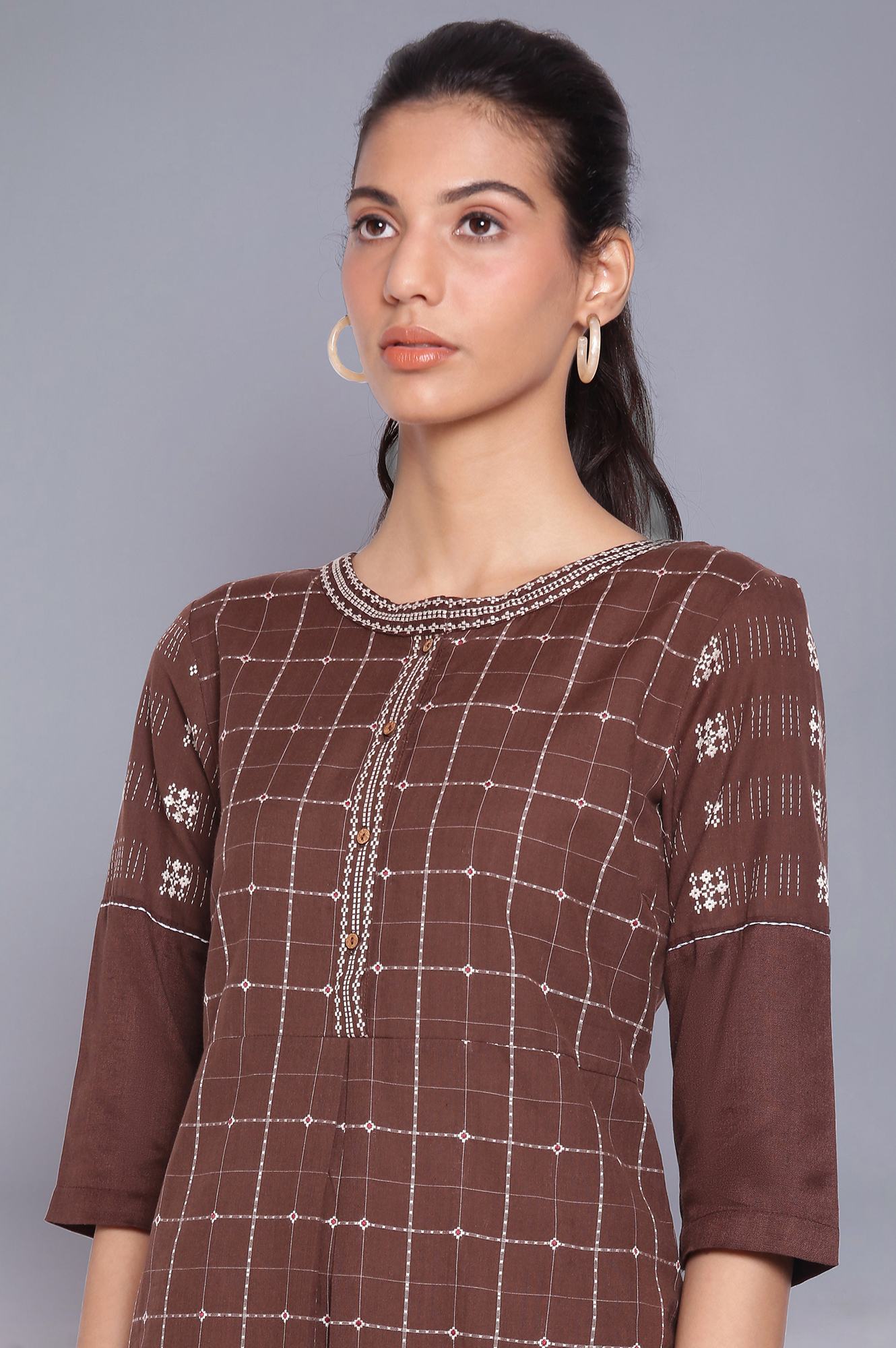 Maroon Straight Dobby kurta