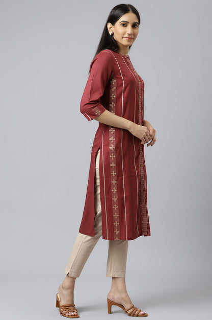 Maroon Straight Dobby Kurta