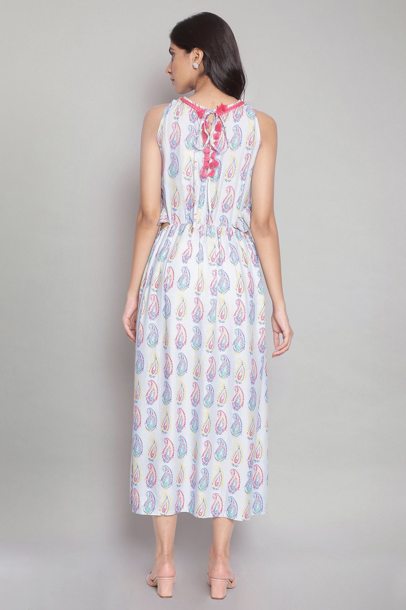 Blue Printed Cut-outs Dress