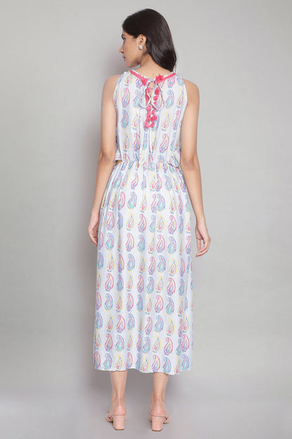 Blue Printed Cut-outs Dress