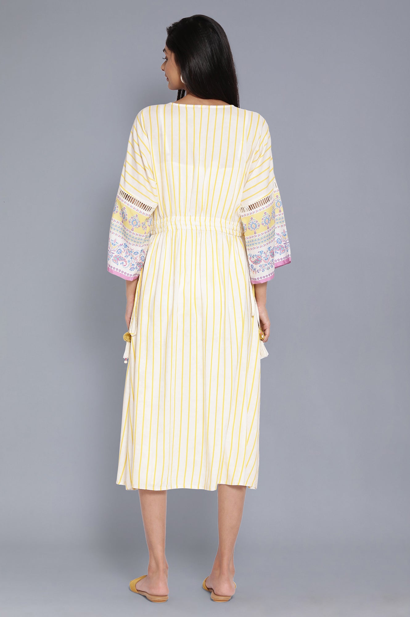 Yellow Striped Kaftan kurta