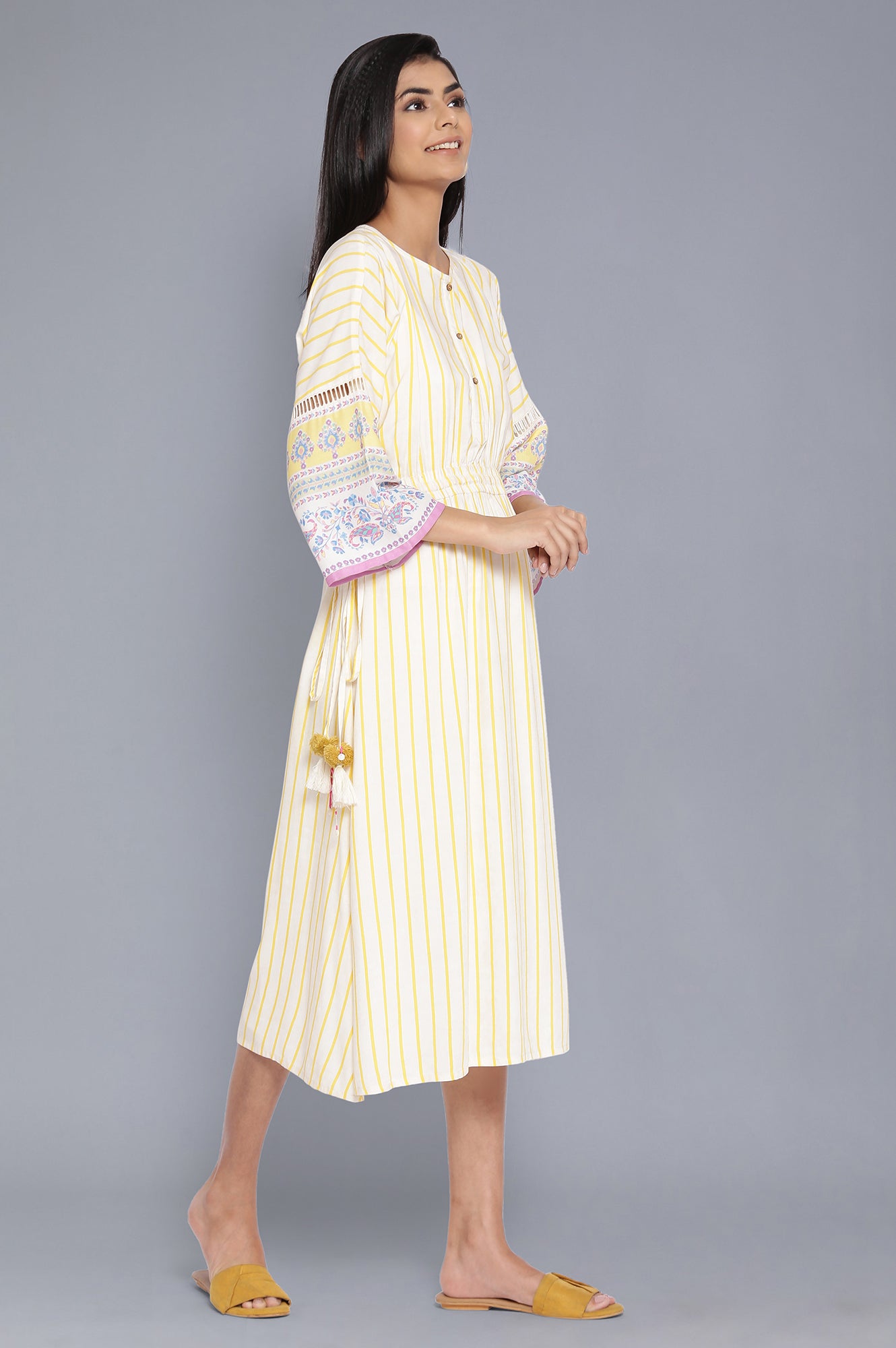 Yellow Striped Kaftan kurta