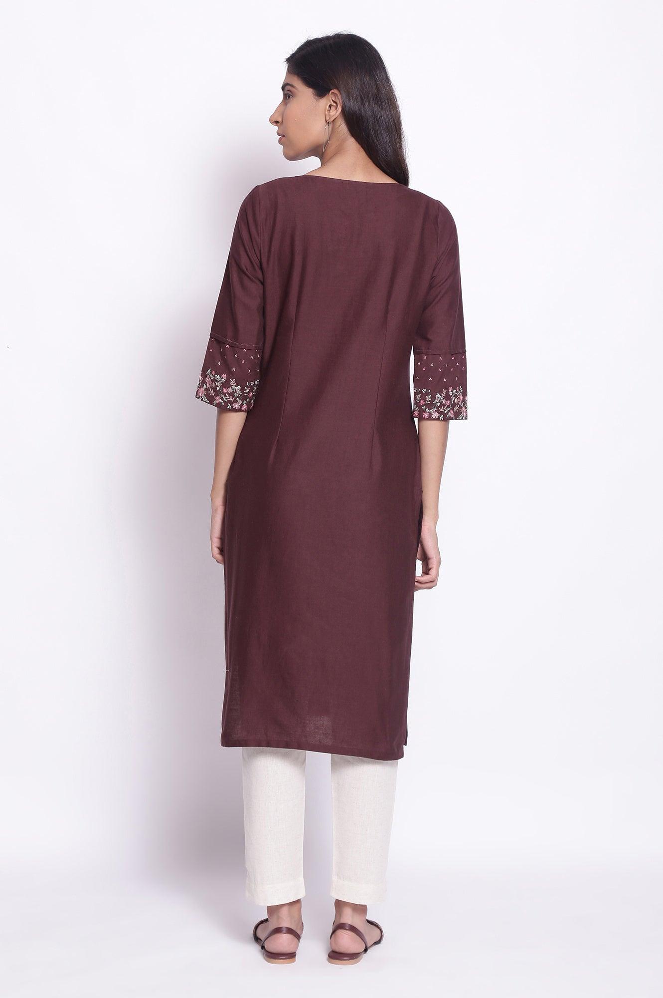 Cordovan Wine Straight kurta - wforwoman