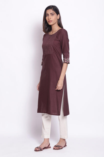 Cordovan Wine Straight kurta - wforwoman