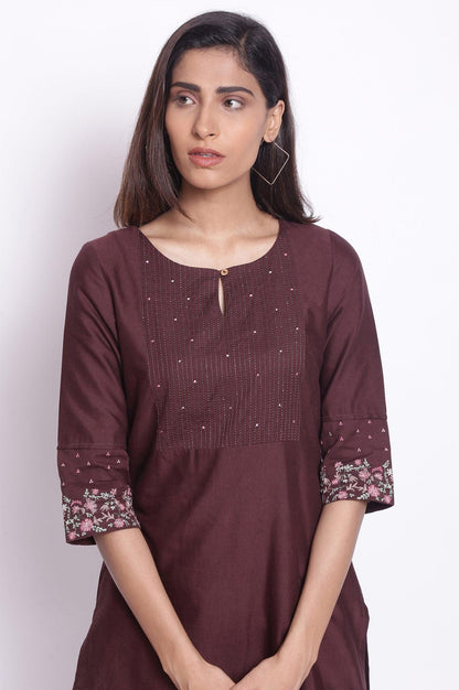 Cordovan Wine Straight kurta - wforwoman