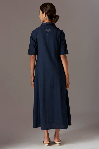 Blue Absract Embroidery Dress