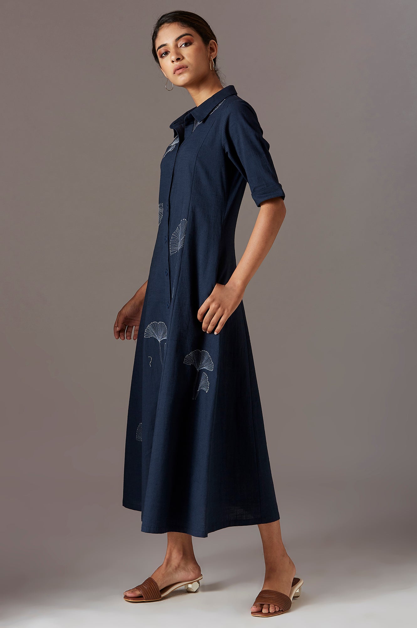 Blue Absract Embroidery Dress