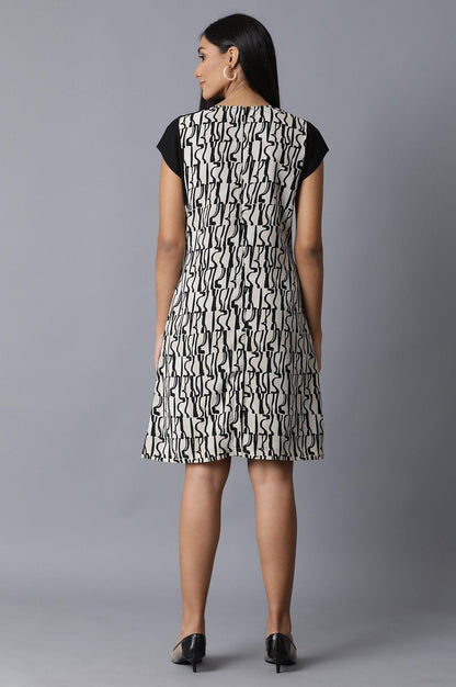 Black And White Printed Sheath Dress - wforwoman