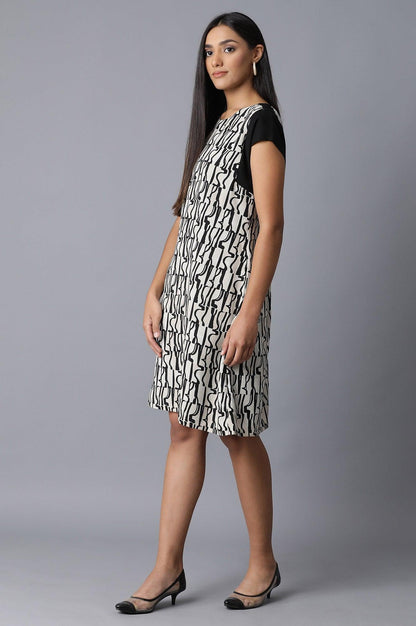 Black And White Printed Sheath Dress - wforwoman