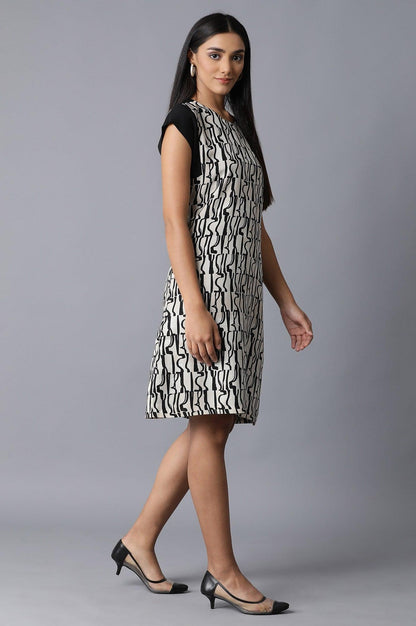 Black And White Printed Sheath Dress - wforwoman