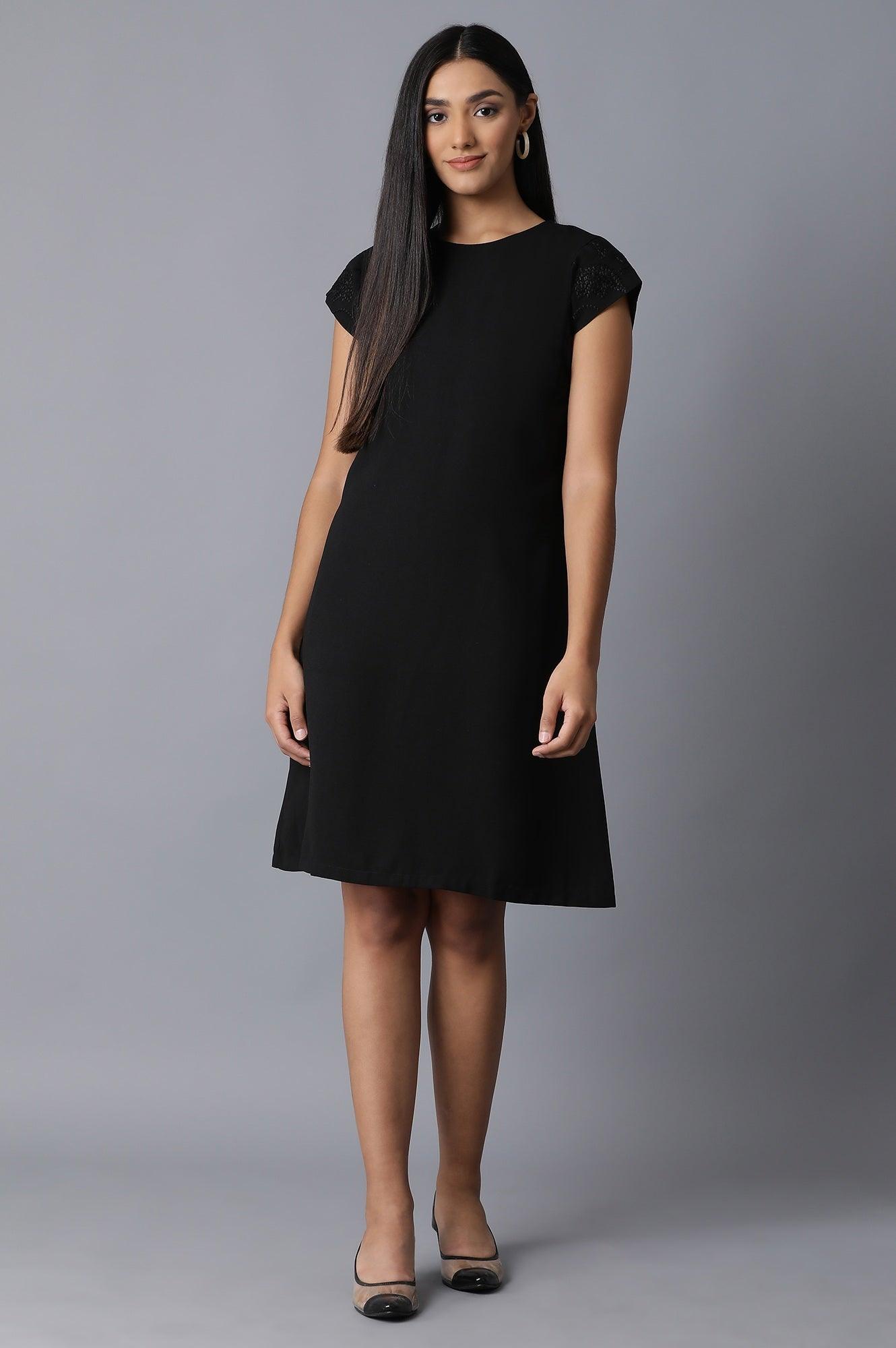 Black Multicoloured Stripe Printed Dress - wforwoman