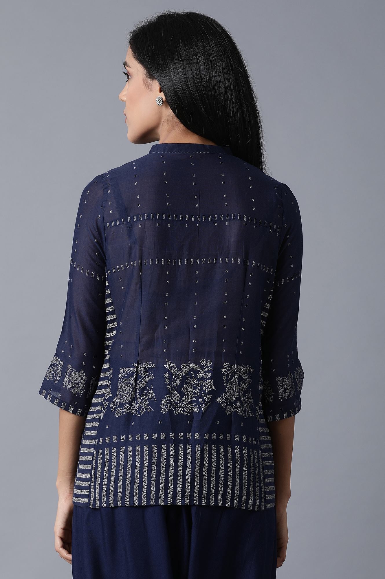 Navy Blue Printed Top