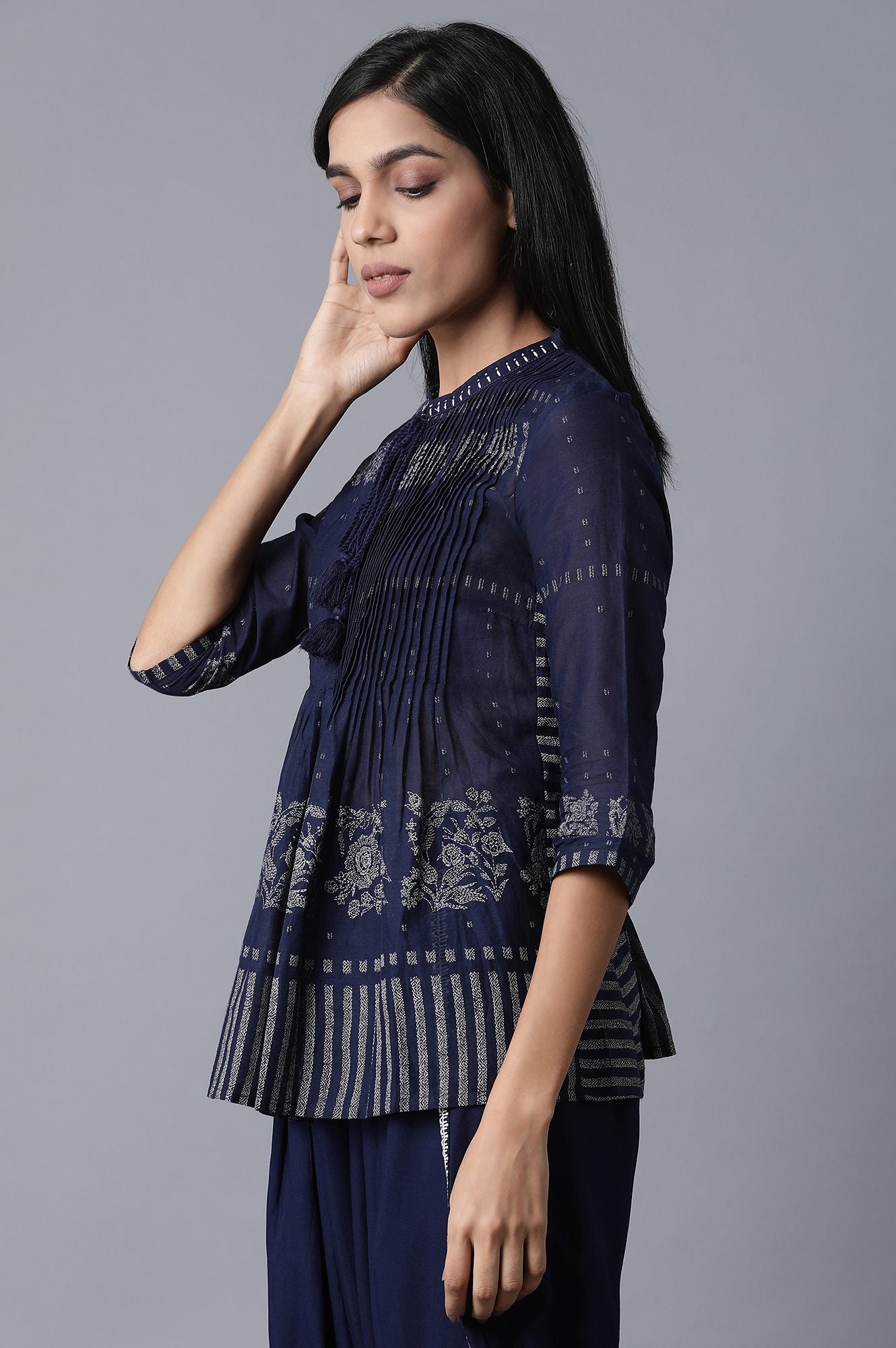 Navy Blue Printed Top