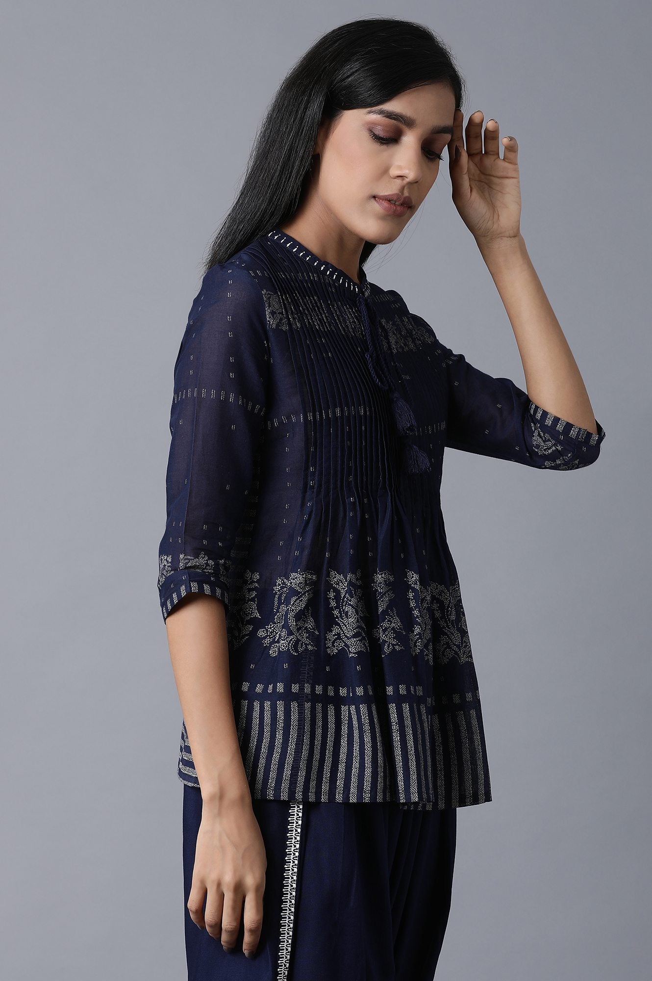 Navy Blue Printed Top