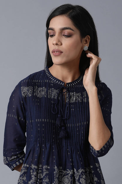 Navy Blue Printed Top