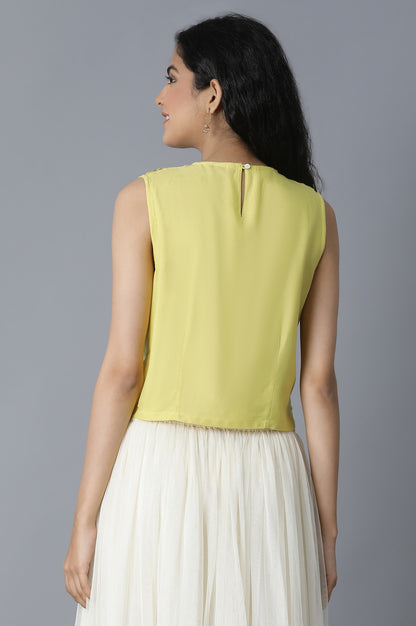 Lime Yellow Embroidered Crop Top