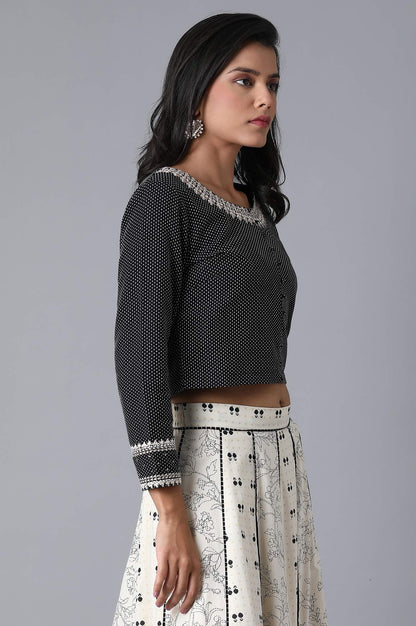 Black Polka Dobby Crop Top