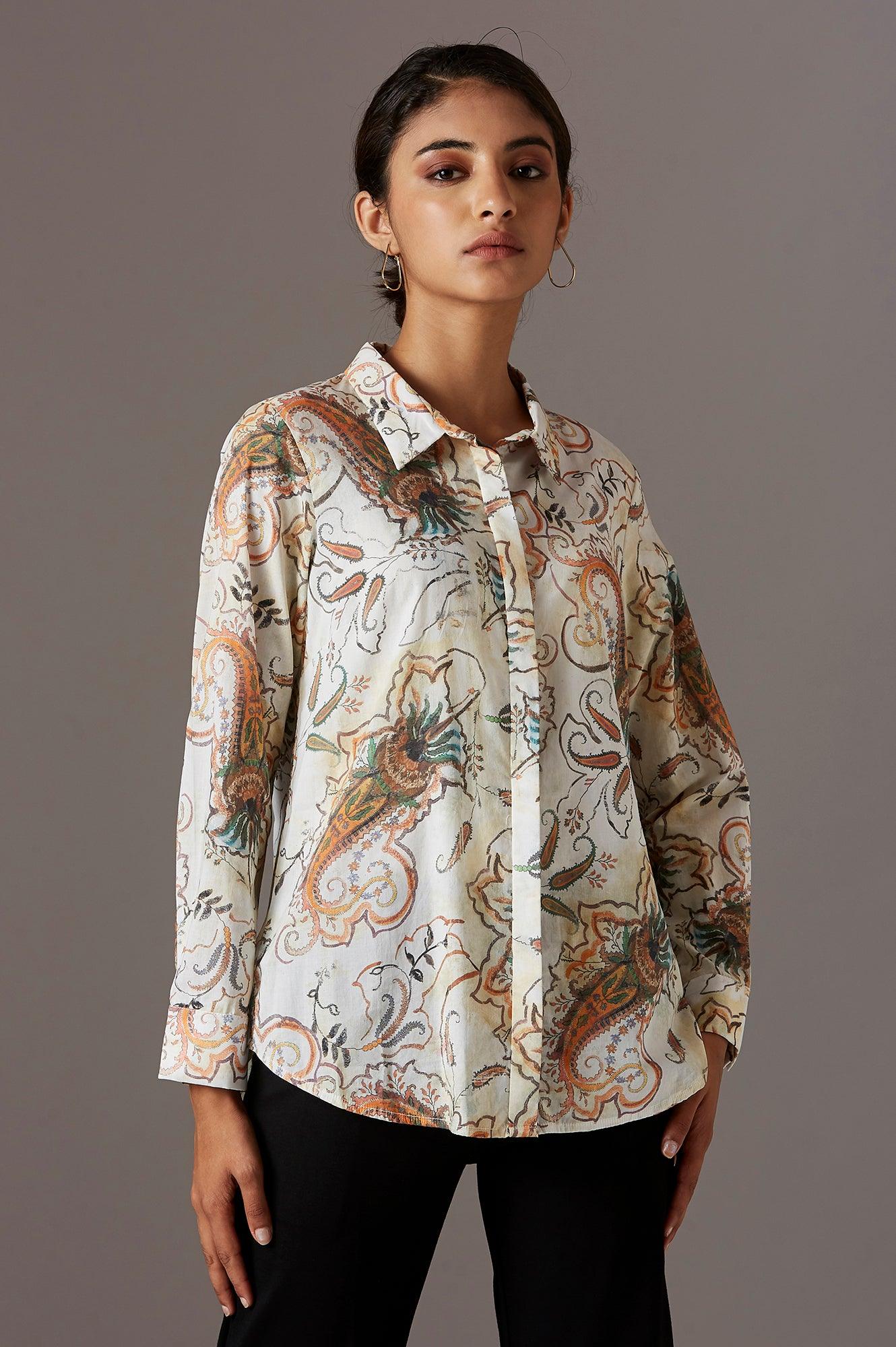 Multicoloured Paisely Print Shirt - wforwoman