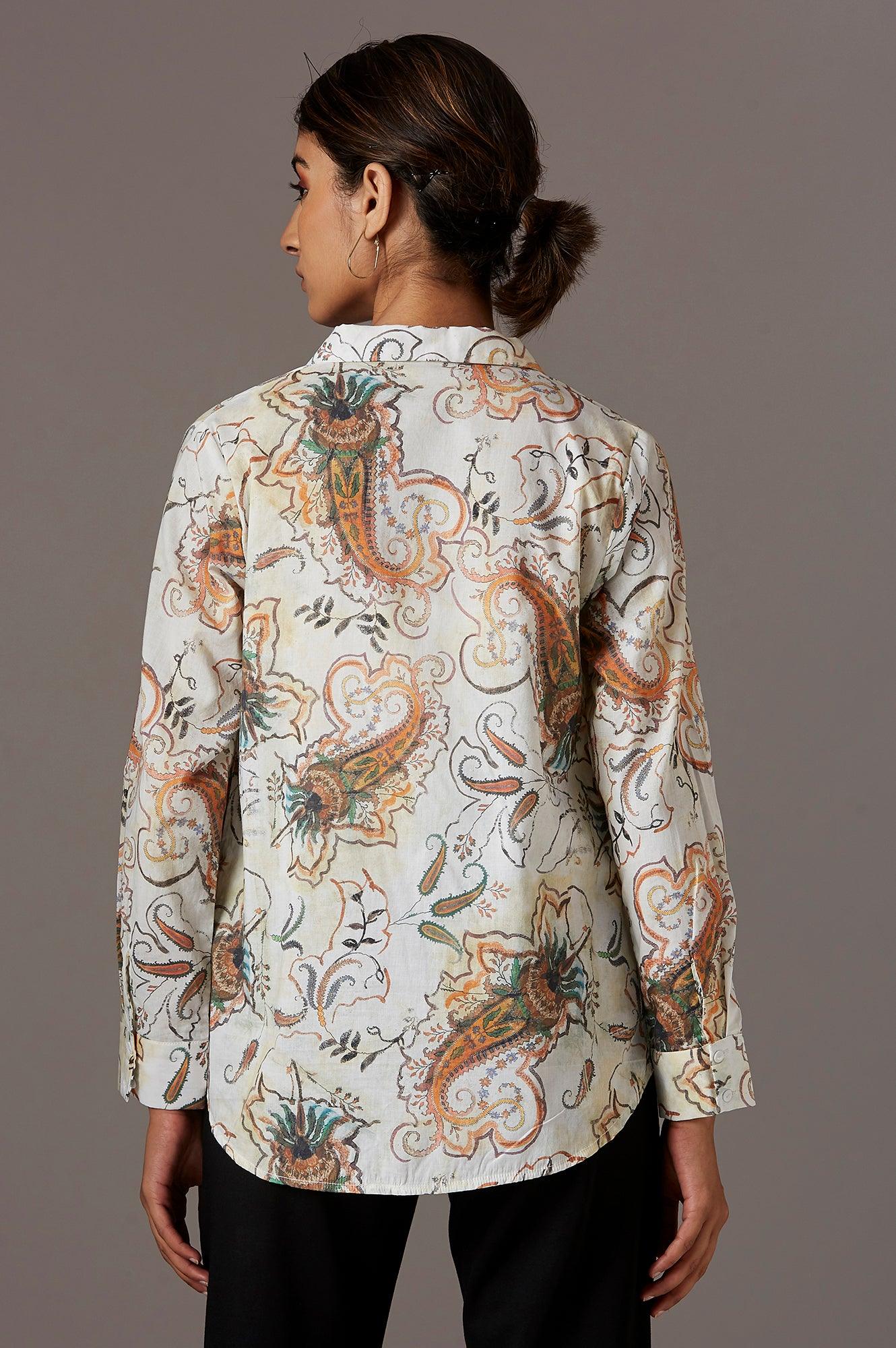 Multicoloured Paisely Print Shirt - wforwoman