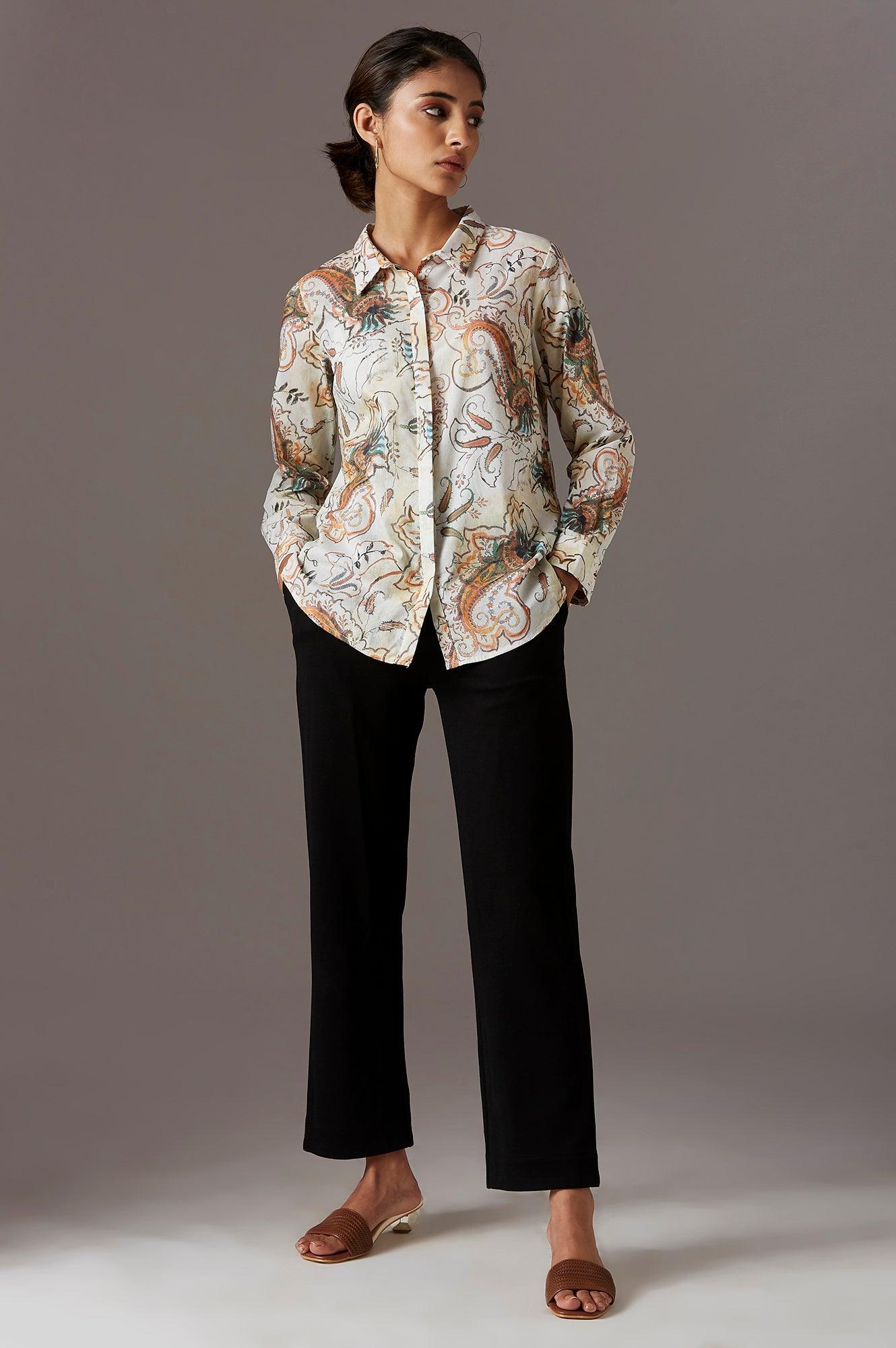 Multicoloured Paisely Print Shirt - wforwoman