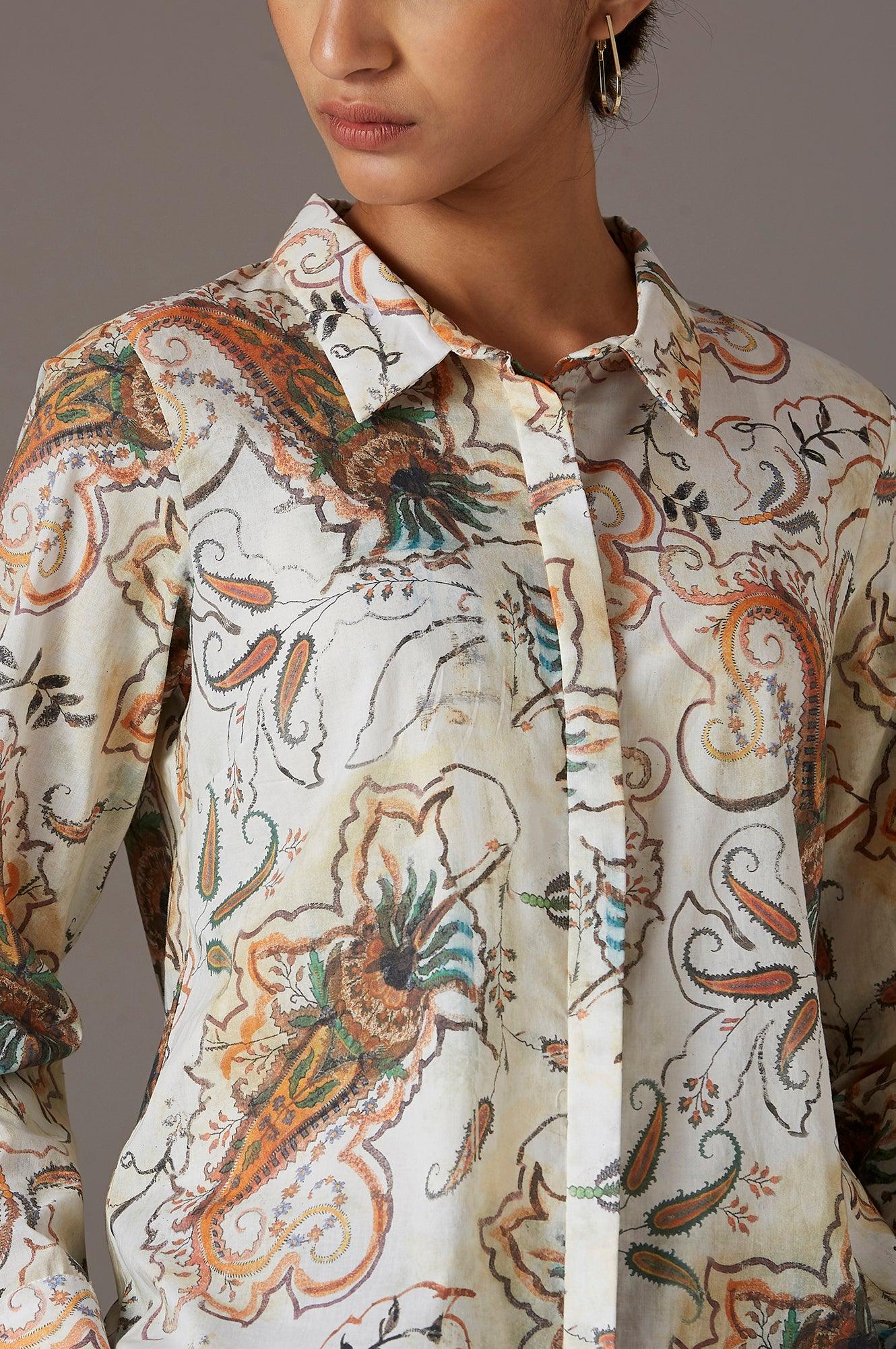 Multicoloured Paisely Print Shirt - wforwoman