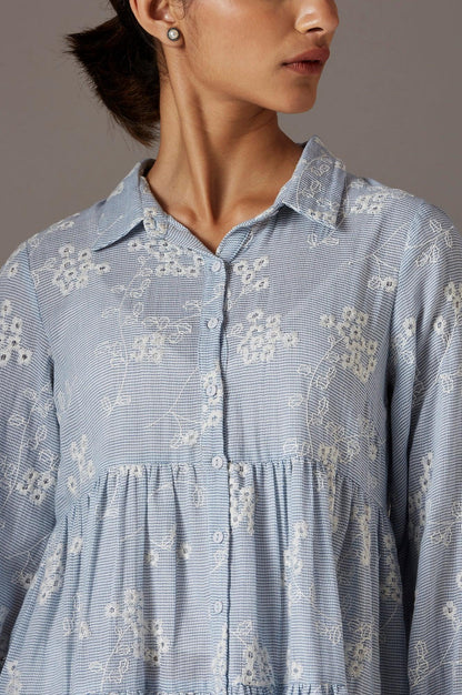 Light Blue Tiered Top - wforwoman