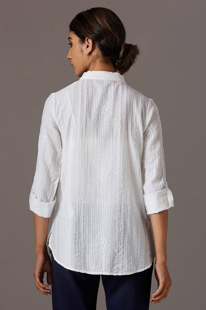 Ecru Embroidered Shirt - wforwoman