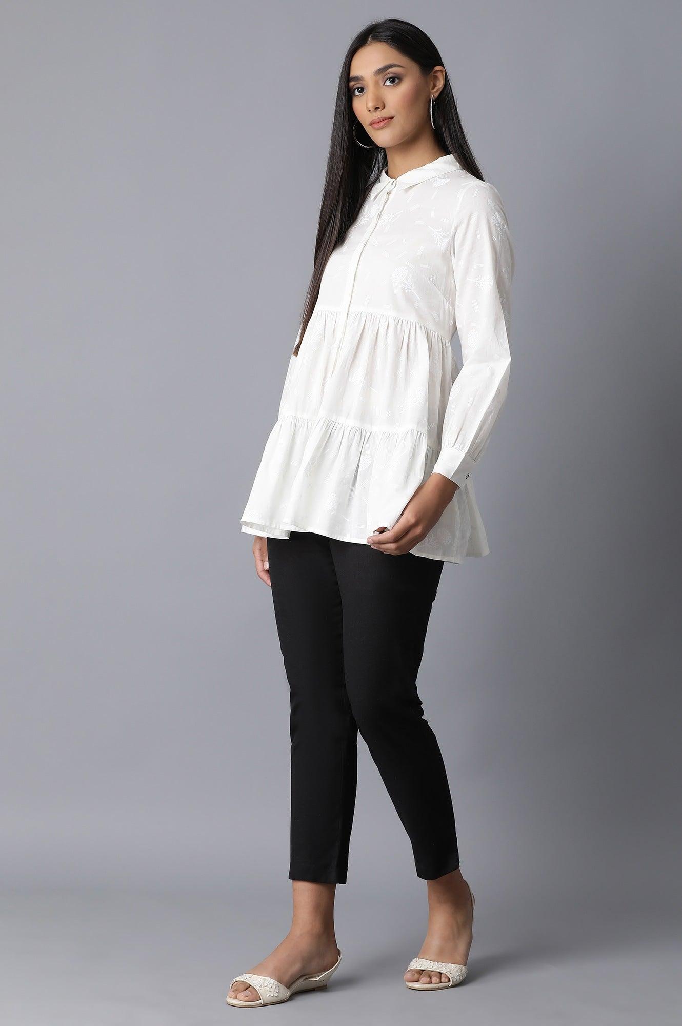 Ecru Tiered Top - wforwoman