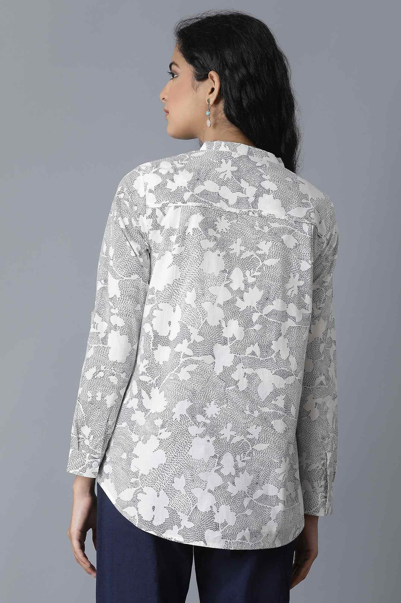 Ecru Floral Print Shirt - wforwoman