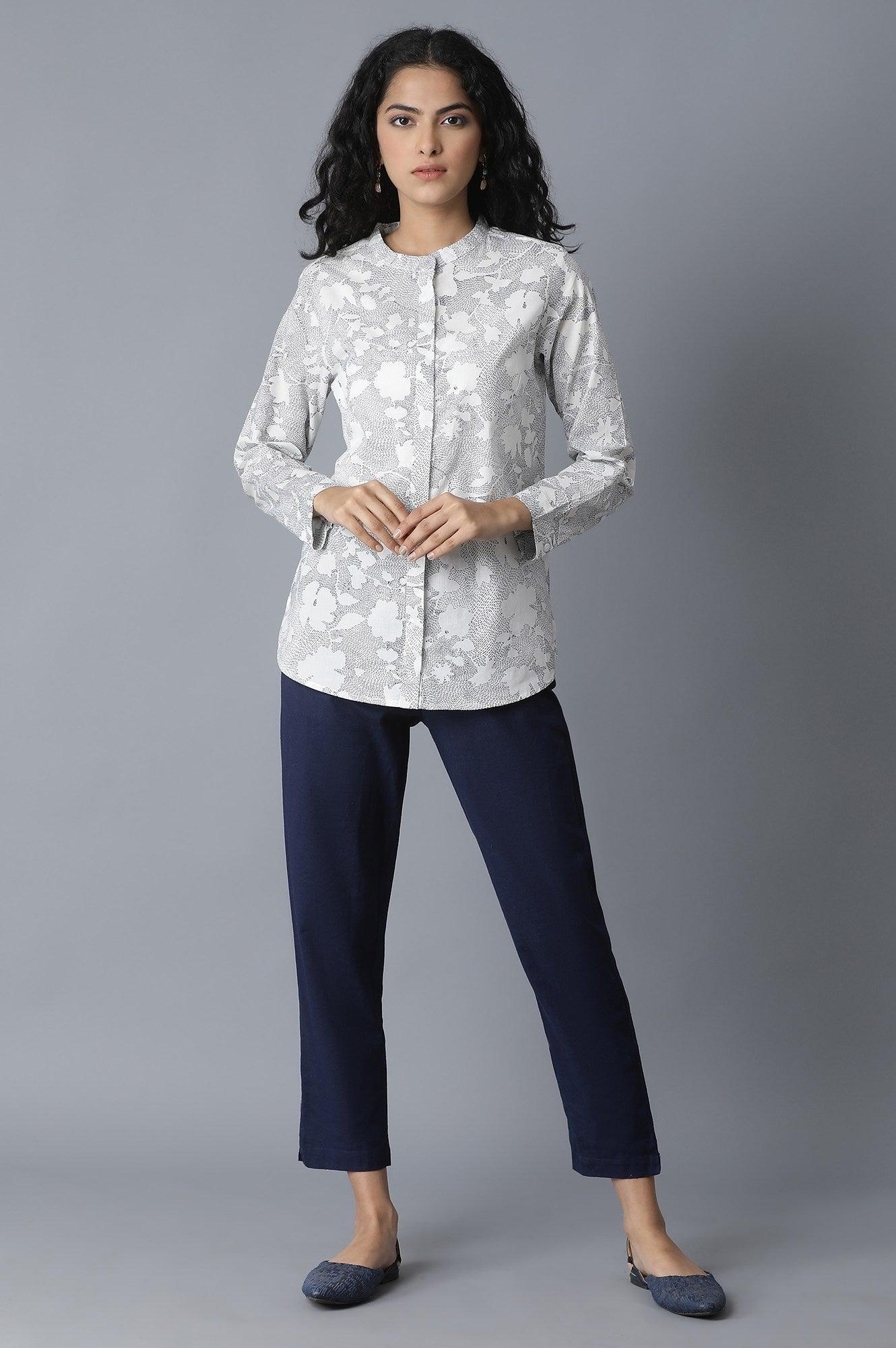 Ecru Floral Print Shirt - wforwoman