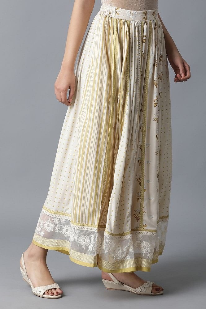 Buy Yellow and Ecru Mix-Match Skirt @ 3999 | W for woman – wforwoman
