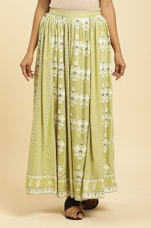 Light Green Print Mix Skirt