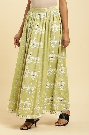 Light Green Print Mix Skirt