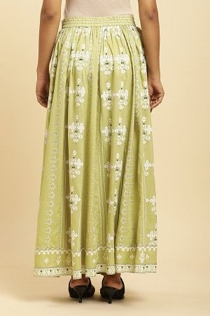 Light Green Print Mix Skirt