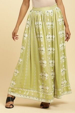 Light Green Print Mix Skirt