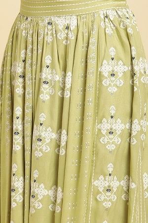 Light Green Print Mix Skirt