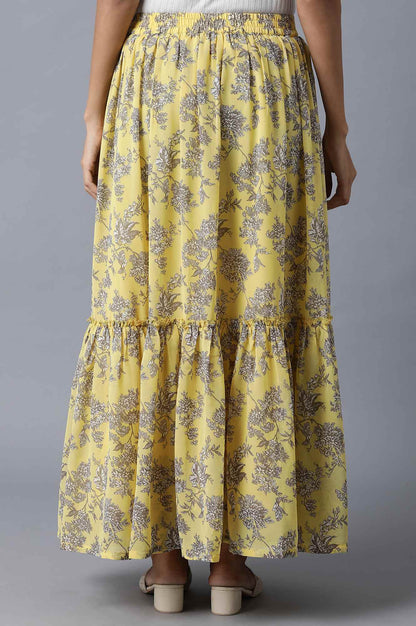 Yellow Georgette Tiered Skirt