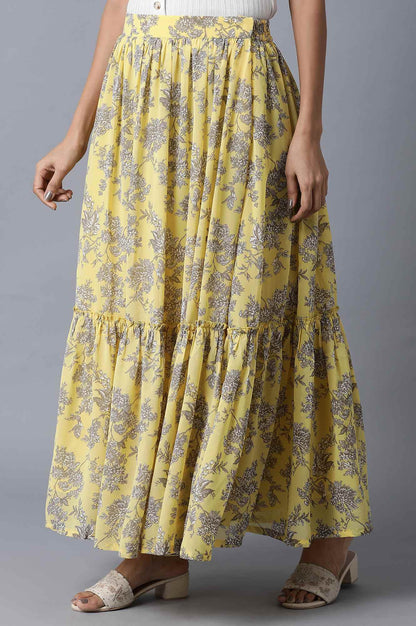 Yellow Georgette Tiered Skirt