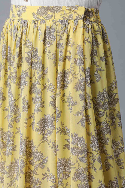 Yellow Georgette Tiered Skirt