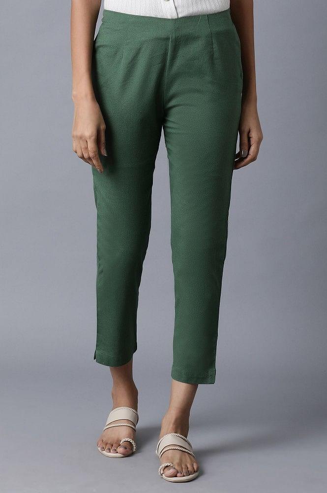 Dark Green Slim Pants - wforwoman