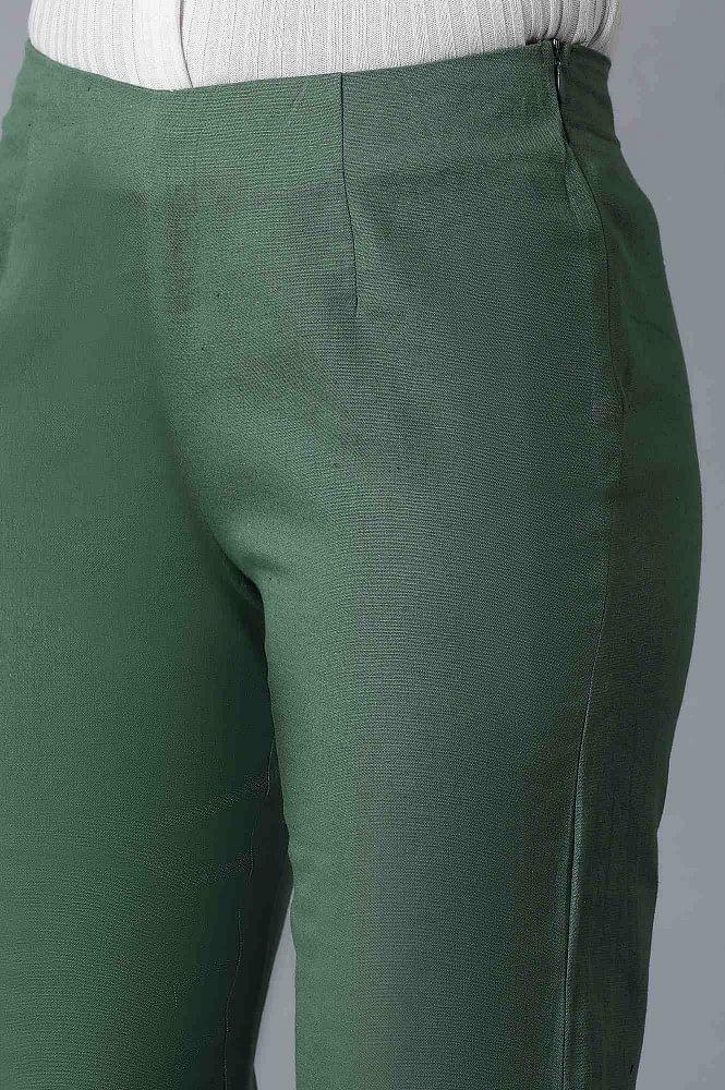 Dark Green Slim Pants - wforwoman