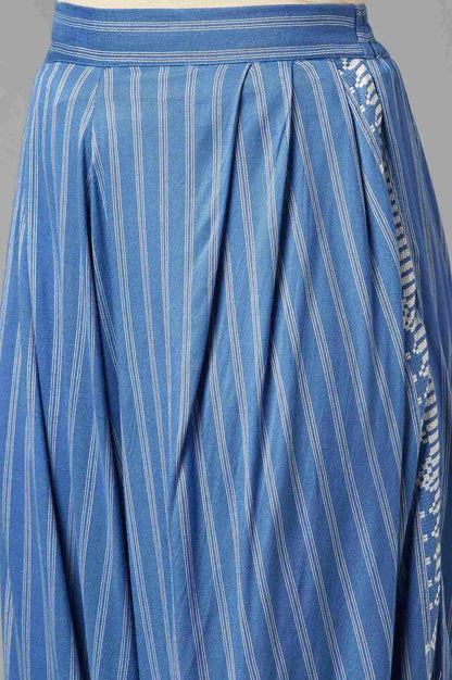 Blue Y/D Striped Draped Pants