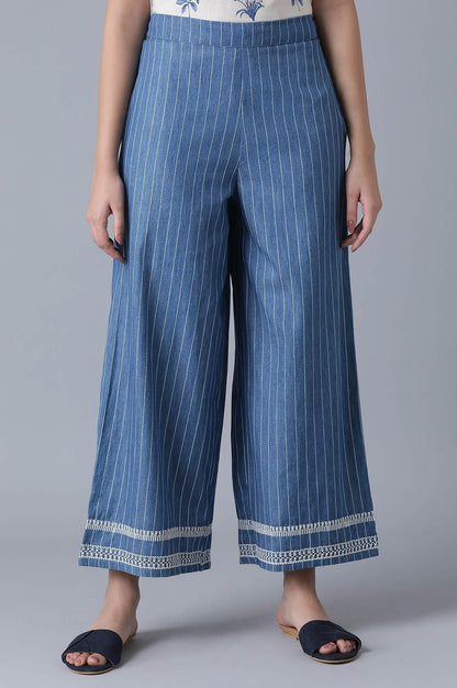 Blue Denim Pinstriped Parallel Pts - wforwoman