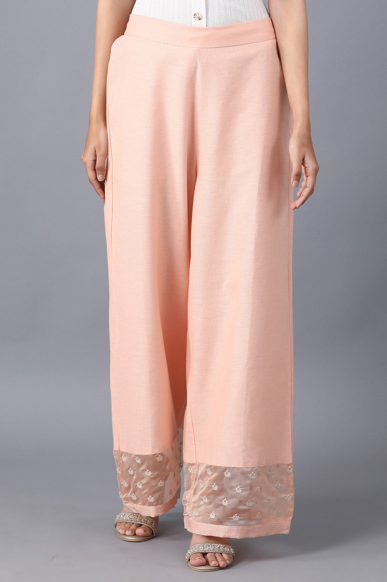 Blush Solid Cotton Flax Parallel Pants