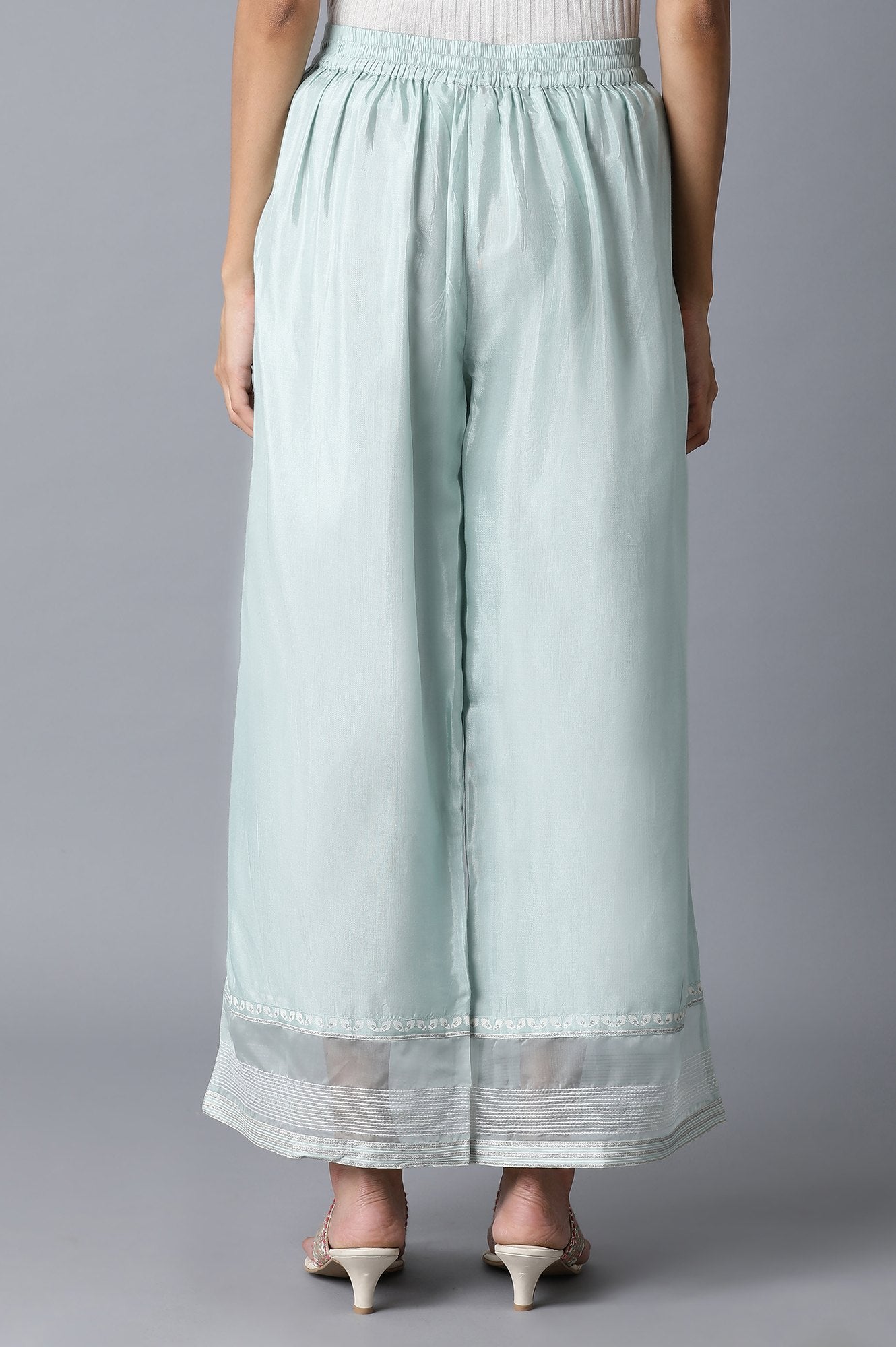 Sky Blue Shantung Parallel Pants