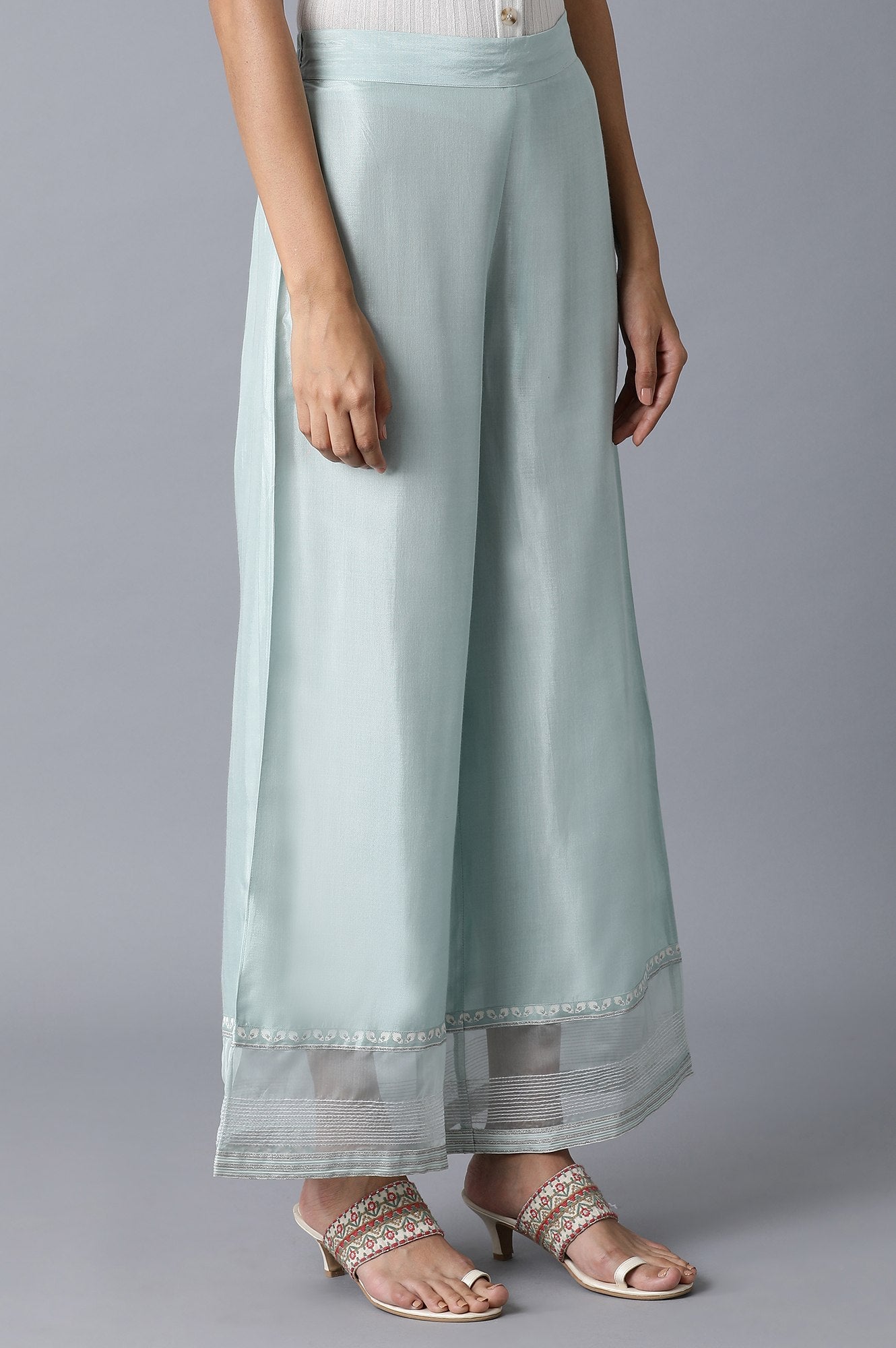 Sky Blue Shantung Parallel Pants